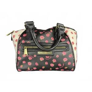 Juicy Couture Top Handle Satchel Womens Small Black Rose Zip Purse Excellent